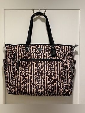 Coach Getaway Ocelot Print Nylon Diaper Bag Large Tote NWOT